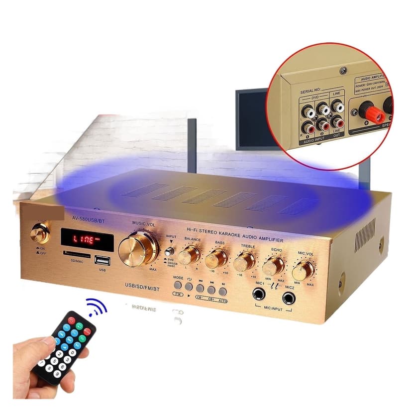 2000W 5CH Amplifiers Amplificador HiFi Stereo AV Surround Amplifier SD FM Home Theater Amplifiers ,Bluetooth 5.0