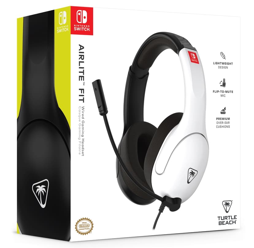 Turtle Beach Airlite™ Fit Wired Gaming Headset Officially Licensed for Nintendo Switch™, Nintendo Switch™ Lite, and Nintendo Switch™ - OLED Model - Flip-to-Mute Mic - White & Black