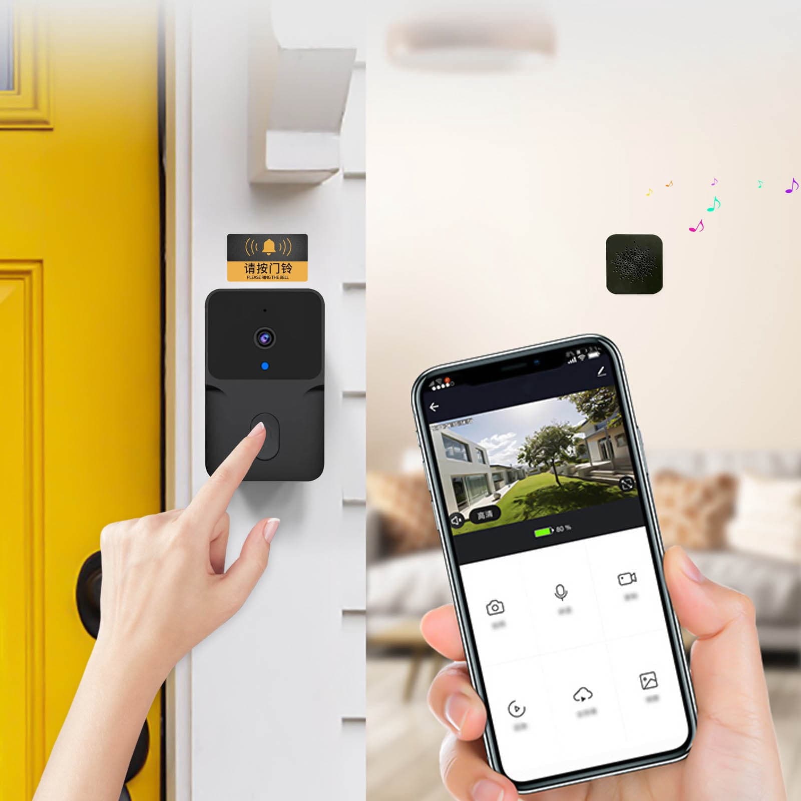 Cagogo under $5 Smart Video Doorbell, Wireless Video Doorbell Camera, WiFi Rechargeable Security Doorbell with Night Vision, Two Way Talk Intercom, Smart Home Security System