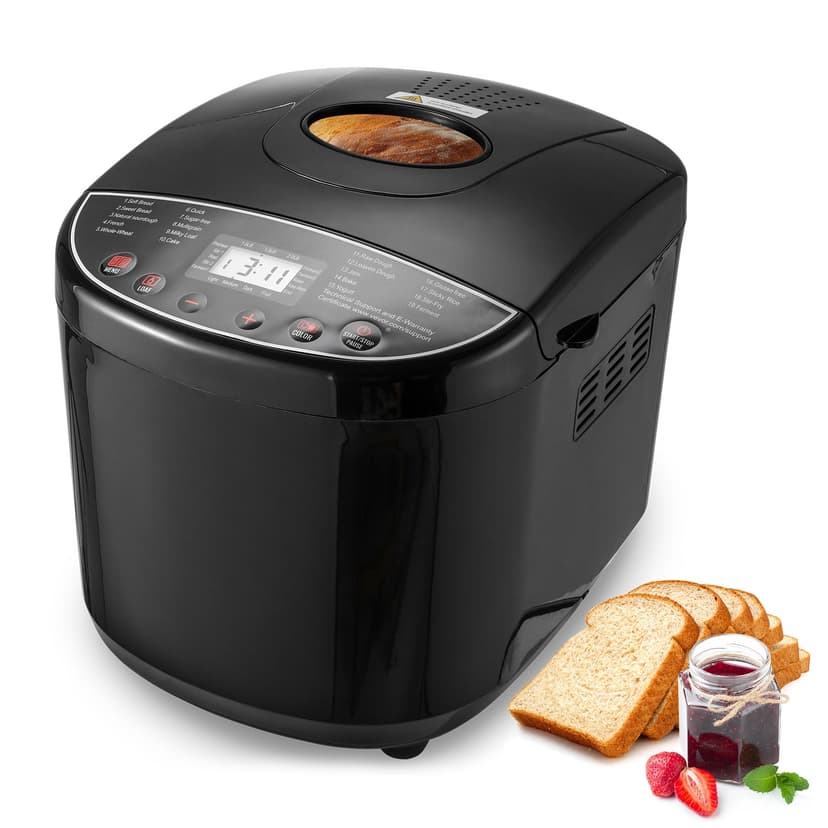 KFFKFF Bread Maker, 19-in-1 2LB Dough Machine, Nonstick Ceramic Pan Automatic Breadmaker with Gluten Free Setting, Whole Wheat Bread Making, Digital, Programmable