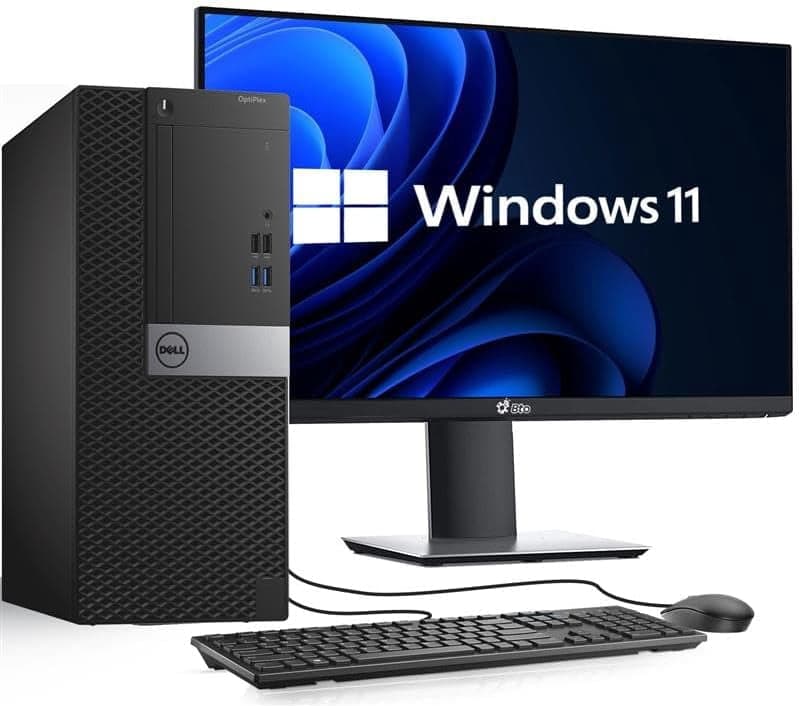 Dell Optiplex Tower Desktop PC ~ Intel Core i5 Processor 16GB RAM 256GB SSD Windows 11 Pro ~ 24 Inch Monitor ~ WiFi