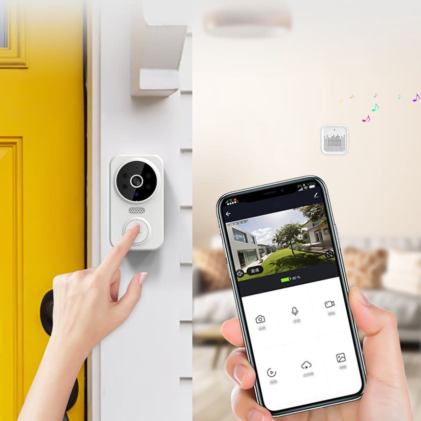 RRJ Smart Wireless Video Doorbell, HD Night Vision Wifi Rechargeable Security Camera, Two-Way Audio Intercom, Remote Viewing Door Chime for Home Apartment Front Door Security