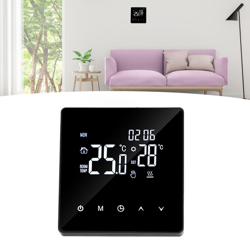 Digital Thermostat, Electric Thermostat AC90-240V Easy Installation Low Power Consumption for Office Black With WiFi