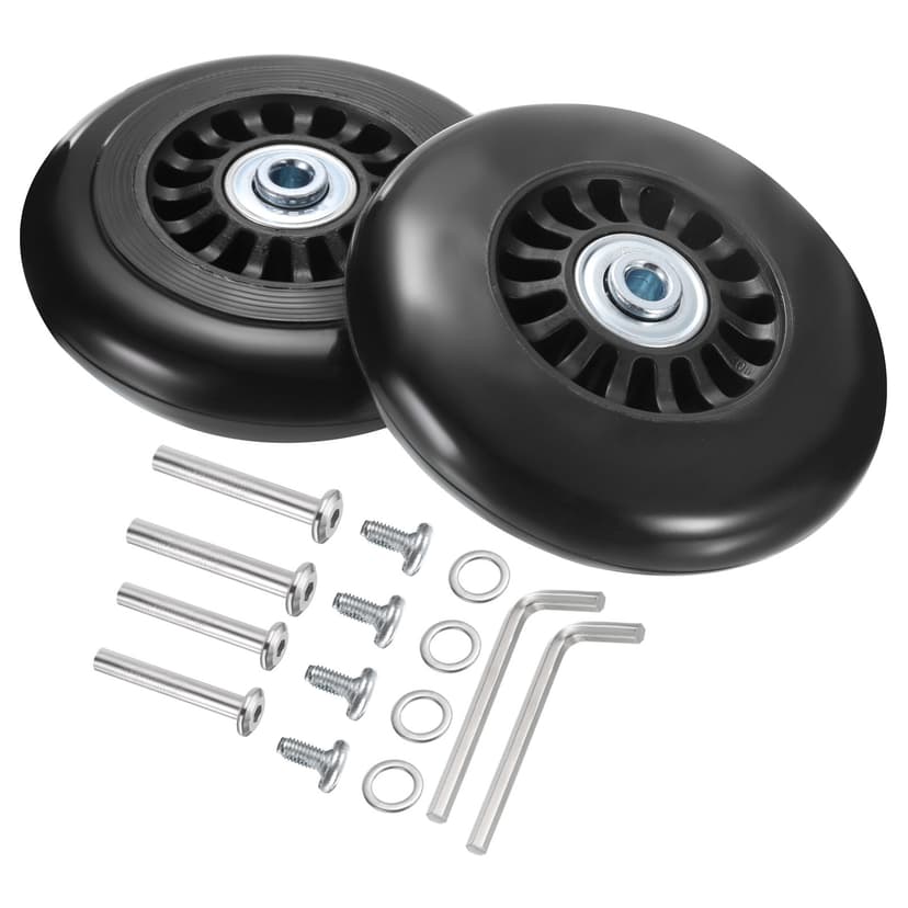 Uxcell Luggage Wheels Replacement 80 x 24 mm/3.4" x 0.9" for Suitcase, Black, 2 Set