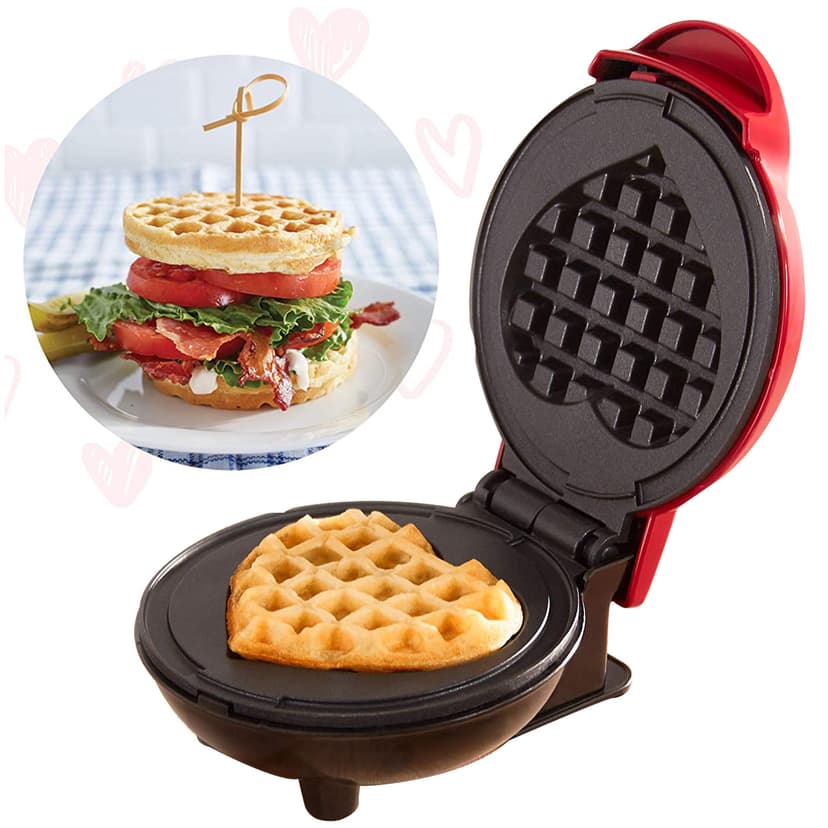 Jinsinto Mini waffle maker, waffle makers Small waffle machine with non-stick coating, for children's birthday parties, family celebrations, Easter or Christmas