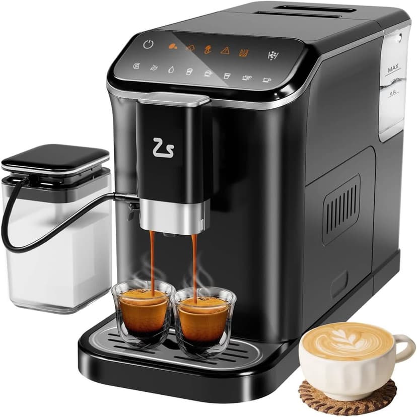 QinaQin Fully Automatic Espresso Machine Equipped with Grinder Milk Frother Automatic Cleaning Function and Hot Water Function