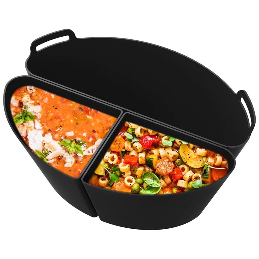 MesaSe Slow Cooker Divider Liner fit 6QT Reusable & Leakproof Silicone Divider for 6QT Oval Slow Cookers Kitchen Accessories BPA Free Dishwasher Safe