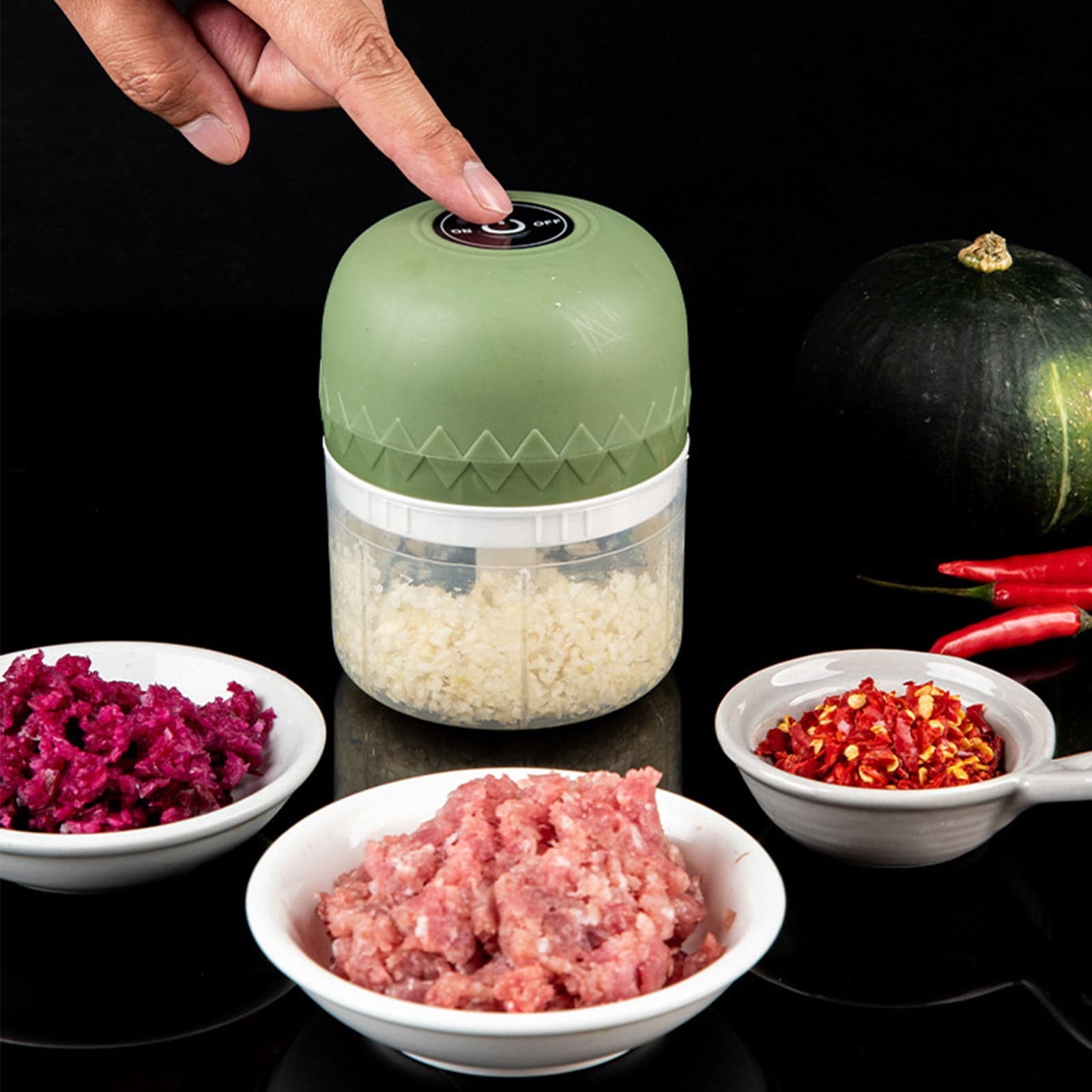 ABPWLY Wireless Portable Mini Food Chopper and Processor for Garlic Vegetables Rechargeable Battery Powered with USB Charging for Kitchen Camping and Travel