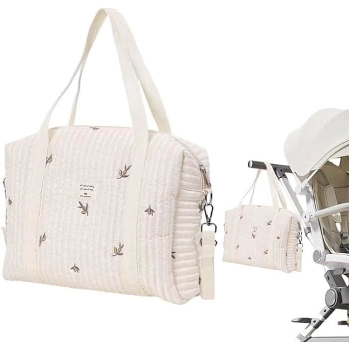 Portable Baby Diaper Bags Embroidered Nappy Bag Tote Large Capacity Cotton Diaper Shoulder Bag Maternity Bag