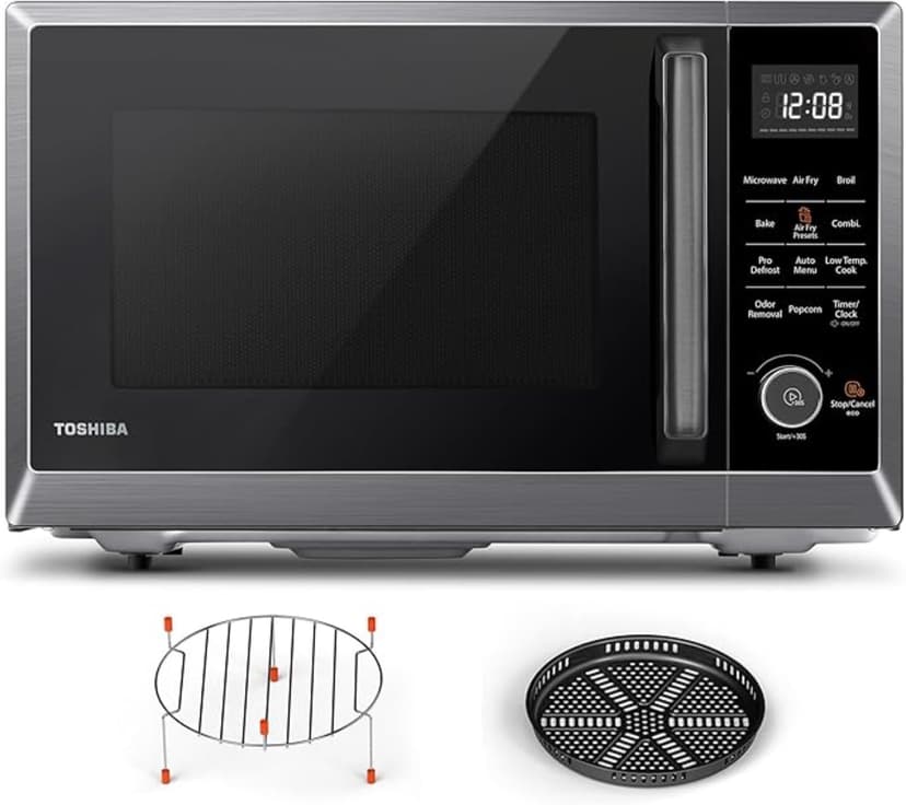 Open Box – TOSHIBA 8-in-1 Countertop Microwave with Air Fryer, Convection & Mute Function, 1.0 Cu. Ft., Black Stainless Steel (ML2-EC10SA)**** FREE SHIPPING GTA****