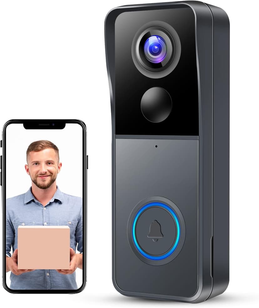 Wireless WiFi Video Doorbell Camera, 1080P HD Smart Video Door bell with Camera Battery Operated PIR Motion Detection Night Vision 2-Way Audio Support SD Card
