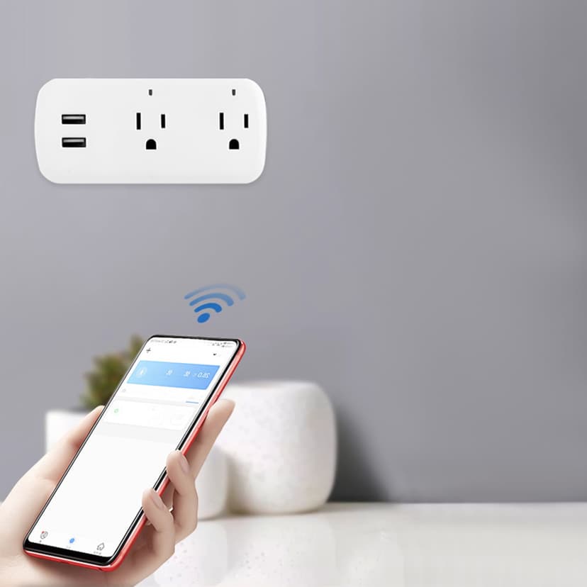 EGNMCR Smart Plug WiFi Outlet With Remote Control & Timer Function Work With Alexa & Google Assitant 16A Smart Socket 2 Outlets No Hub Required 2.4G Wi-Fi On-ly, Gift