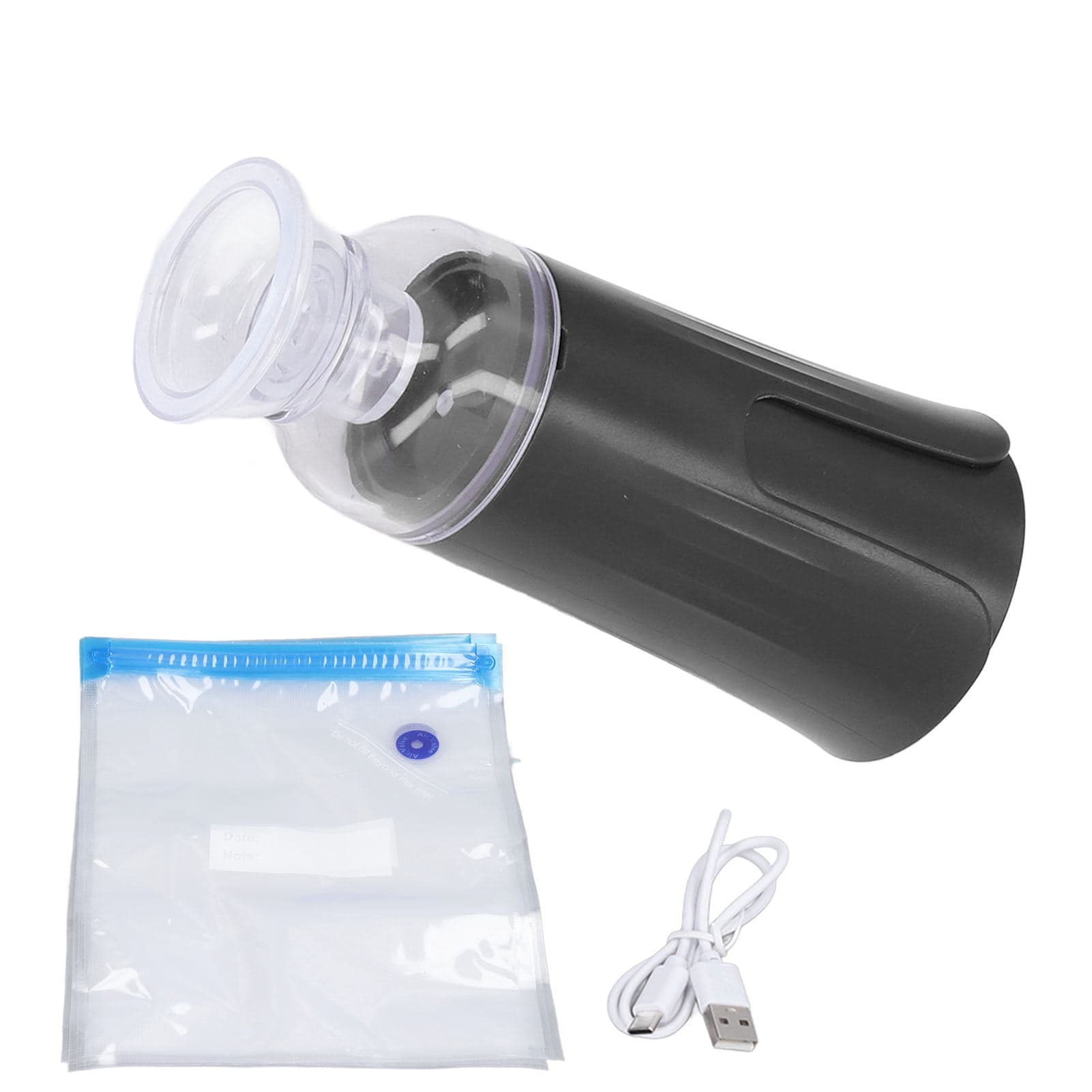 Mini scelleuse sous vide portable pour la maison et la cuisine - USB électrique - Avec 5 sacs sous vide - Noir