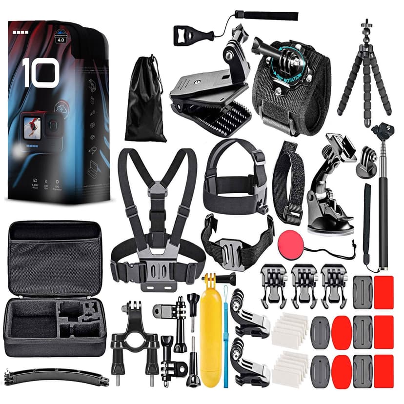 GoPro HERO10 (HERO 10) Black - Waterproof Action Camera + 50 Piece DigiNerds Accessory Kit