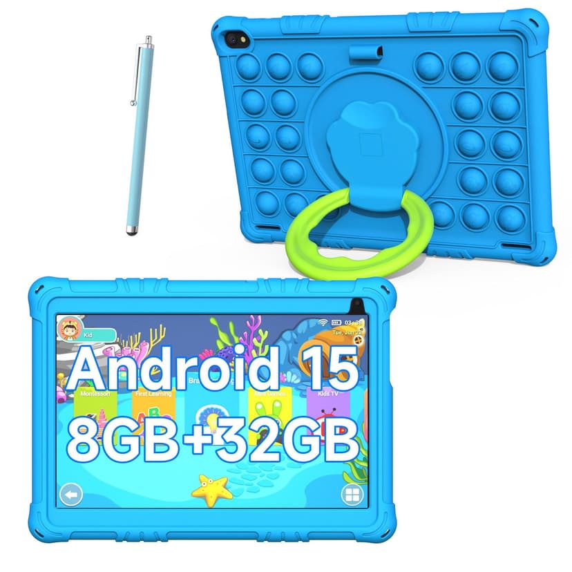 Android 15 Kids Tablet, 10 inch Tablets for Kids, 8GB RAM 32GB ROM 1TB Expand, Toddler Tablet with Parental Control, IPS Screen,