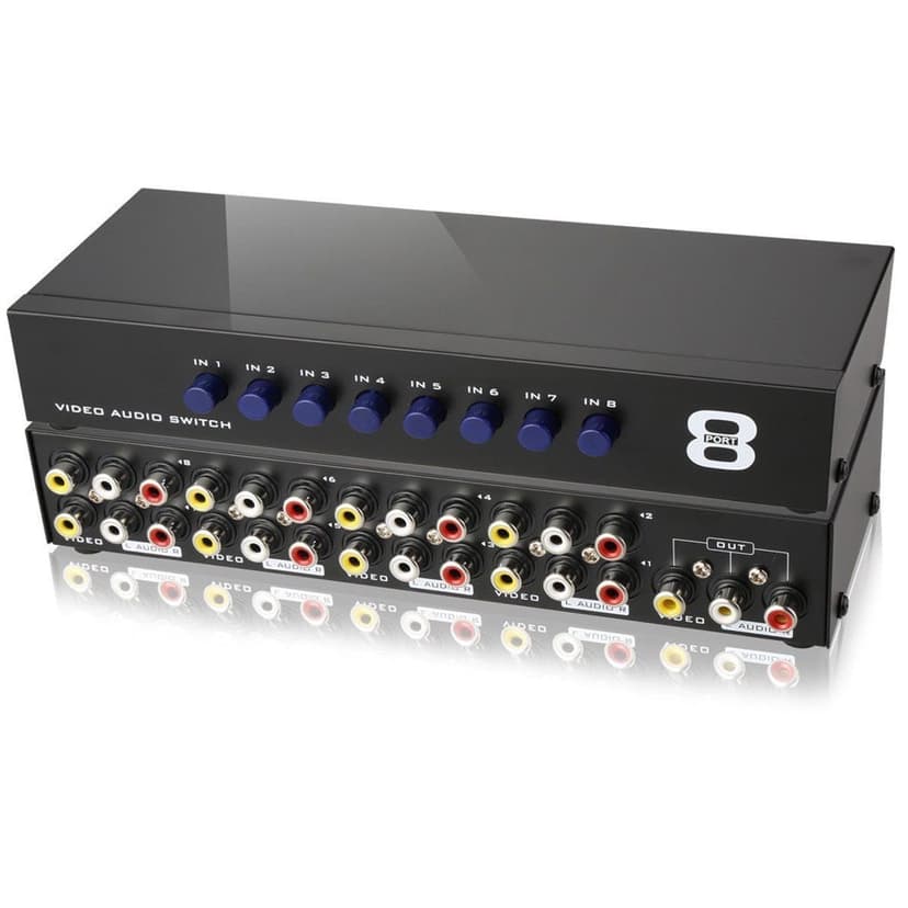 axGear AV Switch Box Composite Selector 8 Port RCA Audio Video 8 In 1 Out To TV