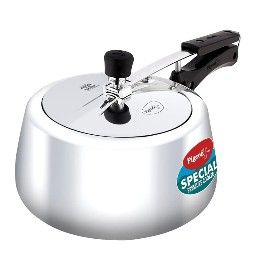 Special Plus Aluminium Inner Lid Pressure Cooker - 2 Liters, Silver | Induction Base, Unique Handi Shaped Design Pressure Cooker - Ideal For 2 To 3 Persons | Sturdy, Stay Cool Handles