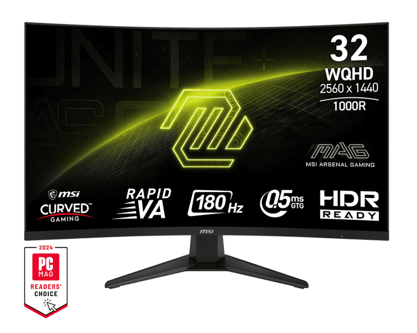 MSI 31.5" 2560 x 1440 (QHD) 180Hz 0.5ms (GTG) Curved Rapid VA Gaming Monitor Tilt adjustable (MAG 325CQF)