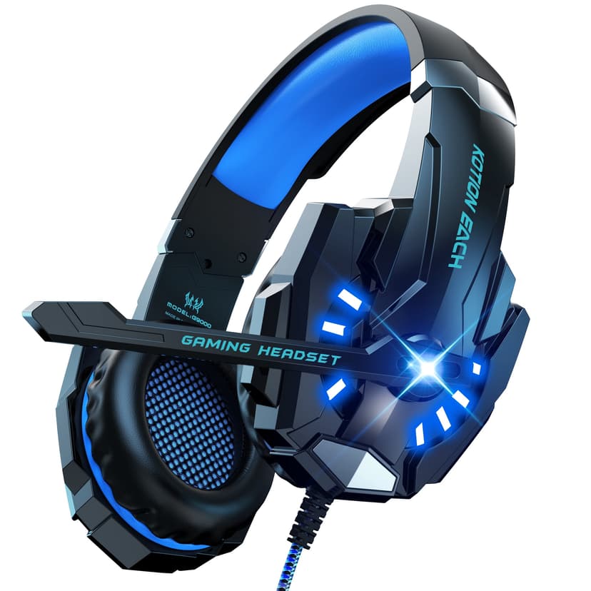 VEATOOL Gaming Headset with Mic, Compatible with PS4 PS5 Xbox One PC Laptop, Over-Ear Headphones with LED Light, Noise Canceling Mic, 7.1 Stereo Surround Sound,Soft Earmuffs for Nintendo Series X|S