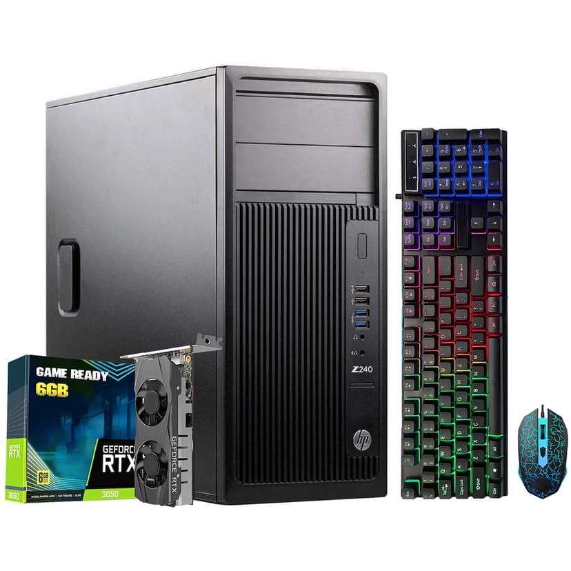 HP Z240 Tower Fast performance Workstation Gaming Desktop PC Computer - RTX 3050 6GB GPU| Intel Core i5 6th gen | 16GB DDR4 RAM| 2TB SSD| Windows 10 Pro| Gaming Keyboard and Mouse-Bluetooth Adapter