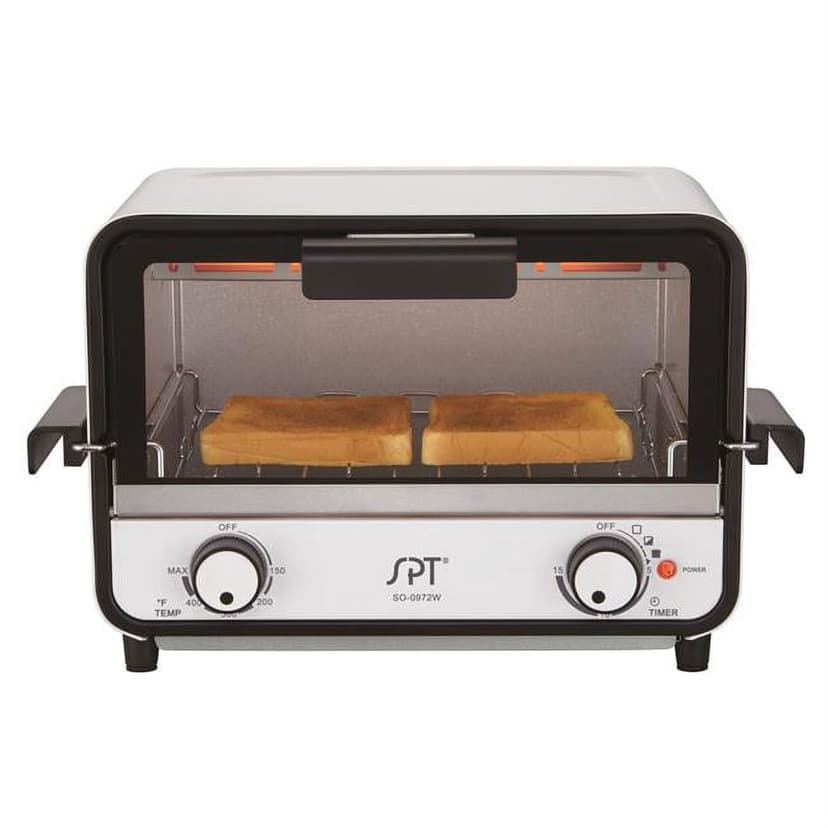 SPT SO-0972WA Easy Grasp 2 Slice Countertop Toaster Oven, Glossy White