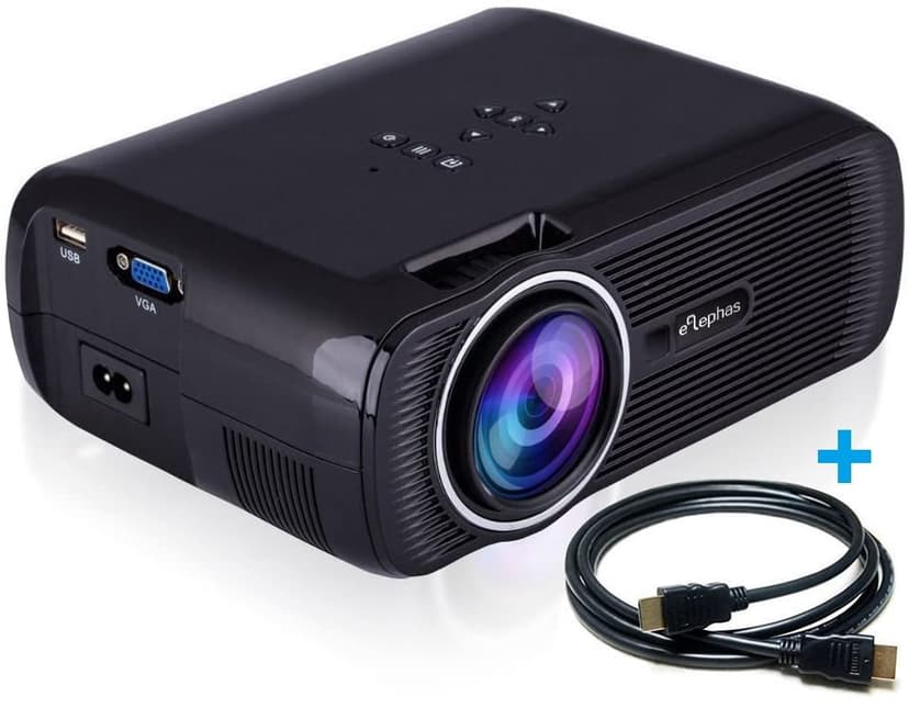 Video Projector, ELEPHAS LED Entertainment Movie Projector for Home Theater Cinema, 1200 Lumens Support 1080P HDMI VGA USB AV TV for Mobile PC Tablet PS4 DVD Players - Black