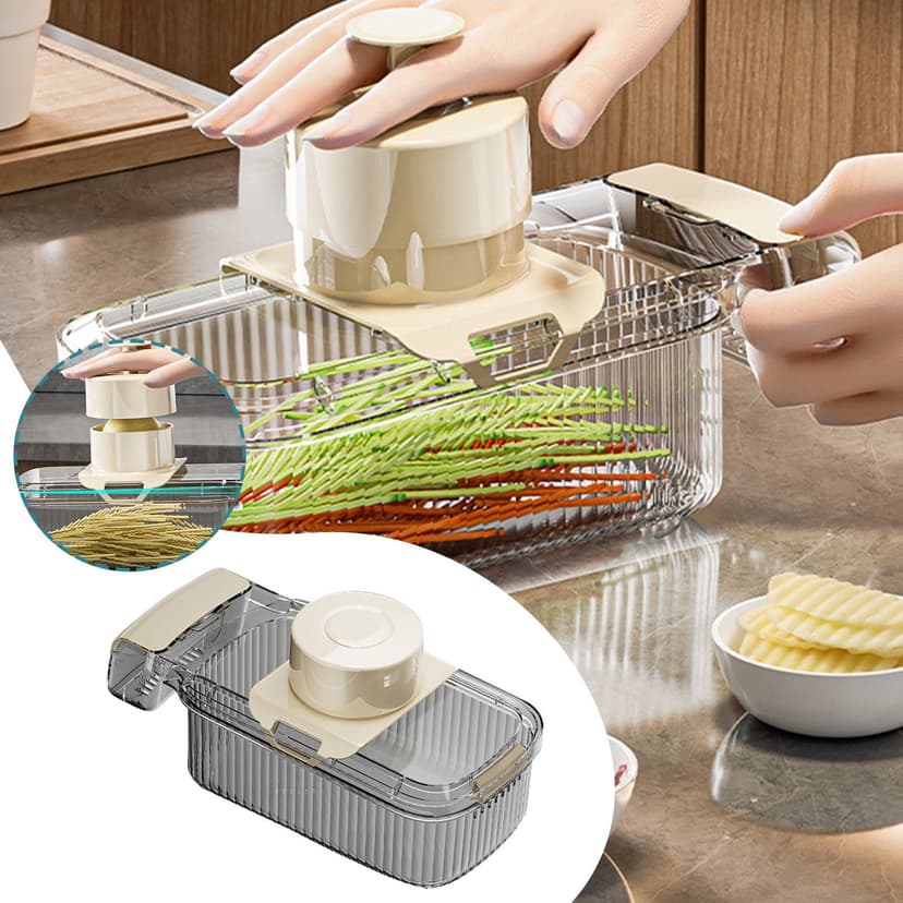 Vegetable Cutter for Kitchen Durable Chopper with Container Grater Function 5- Round Slicer Multifunction Vegetable Chopper Food Prep Tool for Fresh Slices and Grated Veggies