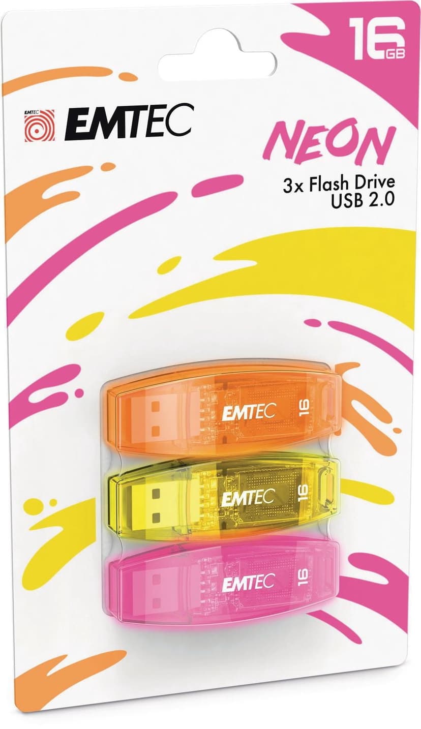 EMTEC USB 2.0 C410 NEON 16GB 3PK