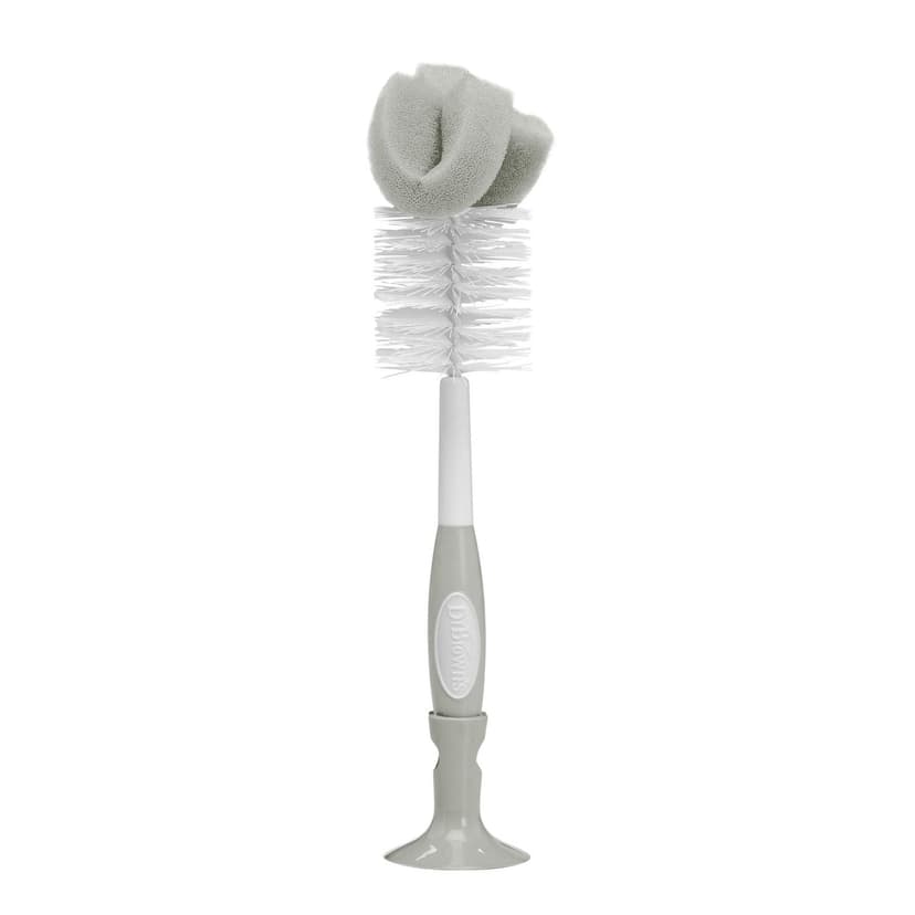 Dr. Brown's Baby Bottle Cleaning Brush with Sponge, Scrubber and Nipple Cleaner, Gray