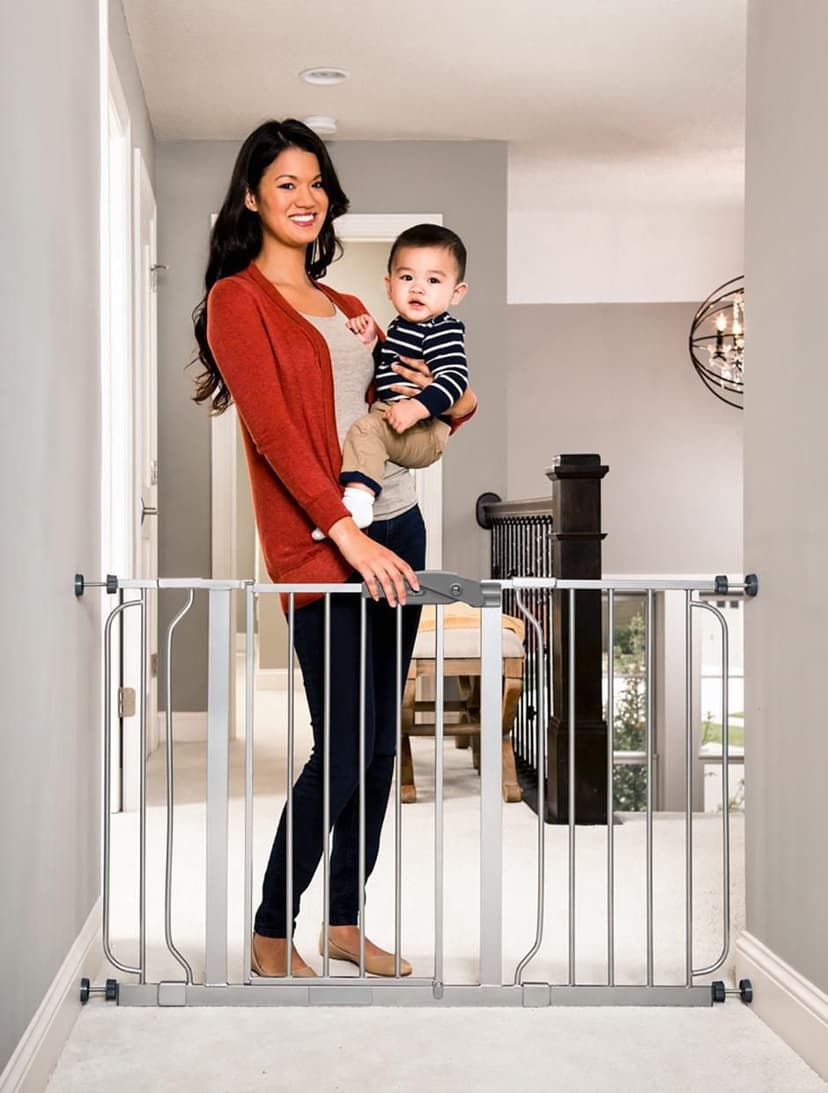 Regalo International Easy Step Extra Wide Platinum Metal Walk-Through Gate
