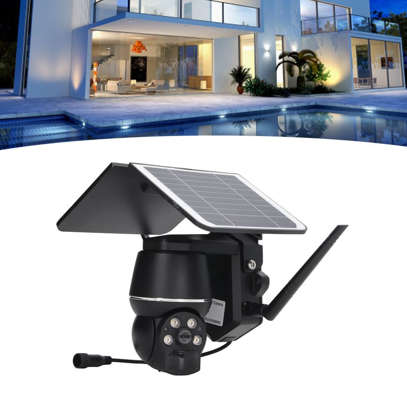 Solar Energy Camare, PIR Mobile Detection 3MP Night Vision 1080P Wireless Camera with Antenna for Outdoor Use 4G EU