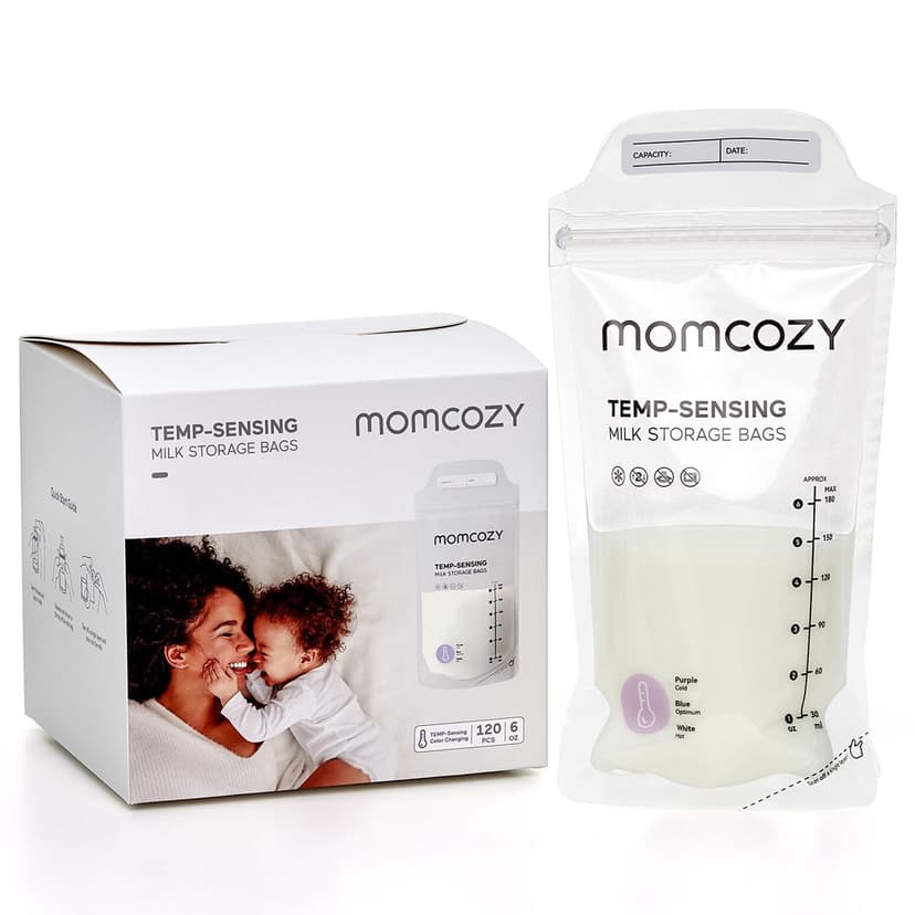 Momcozy Breastmilk Storing Bags, Temp-Sensing Discoloration Milk Storing Bags for Breastfeeding, Disposable Milk Storage Bag, 120 Bags