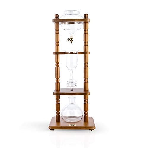 Yama Glass 6-8 Cup Cold Drip Maker Curved Brown Wood Frame