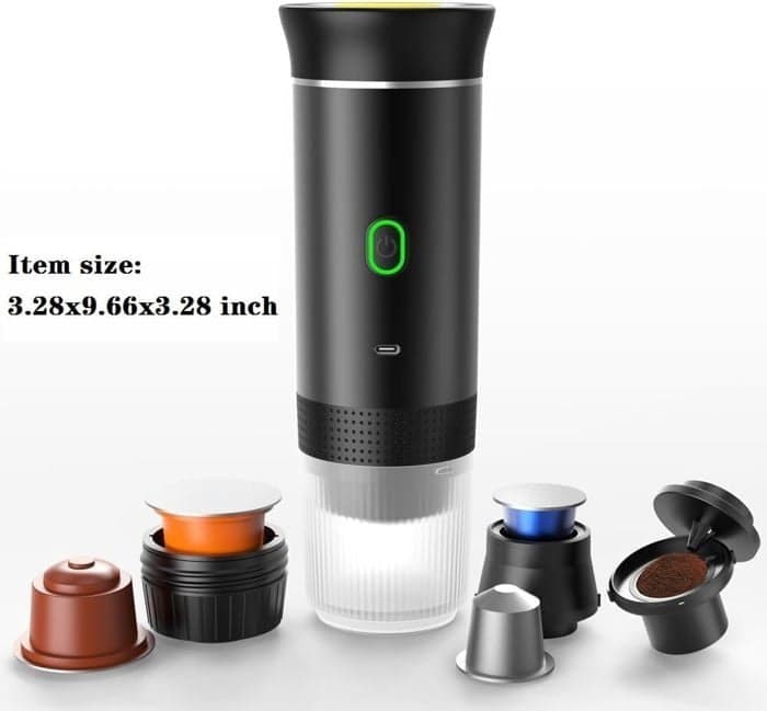 Portable Electric Espresso Machine, 3 in 1 Capsule Coffee Powder Maker Compatible with Nespresso Original Capsules,