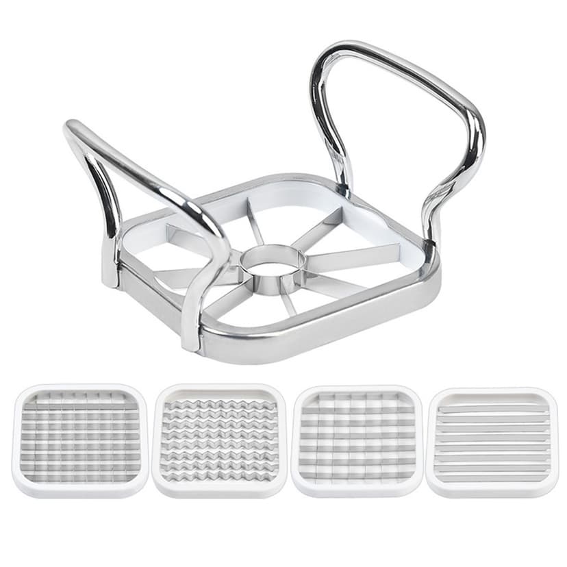 PeelerFry Cutter Heavy Duty Stainless Steel Vegetable Dicer Potato Slicer With 5 Replacement & Suitable Handle For Family Vegetables Fruit Easy Slicer