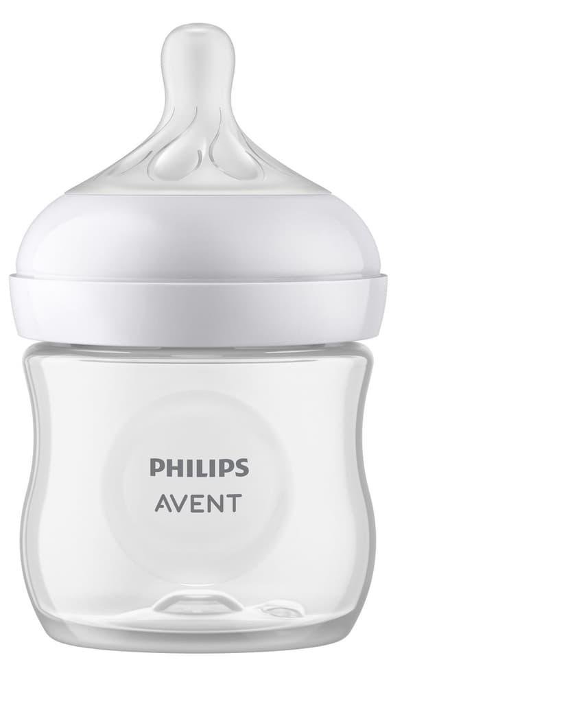 Philips Avent Natural Baby Bottle with Natural Response Nipple, Clear, 4oz Bottle, SCY900/01
