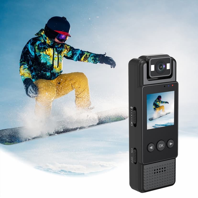 COFEST 1080P Pocket Recorder with Rotatable 180° Lens, Night Vision, and 1200mAh Battery for High-Quality Video Recording and Playback Black