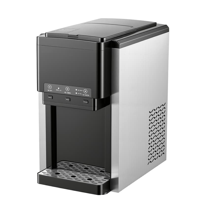 KFFKFF Water Dispenser with Ice Maker, 3-in-1 Countertop Water Dispenser, 35 LBS/24H, 12 Cubes/7 Min Fast Ice Making