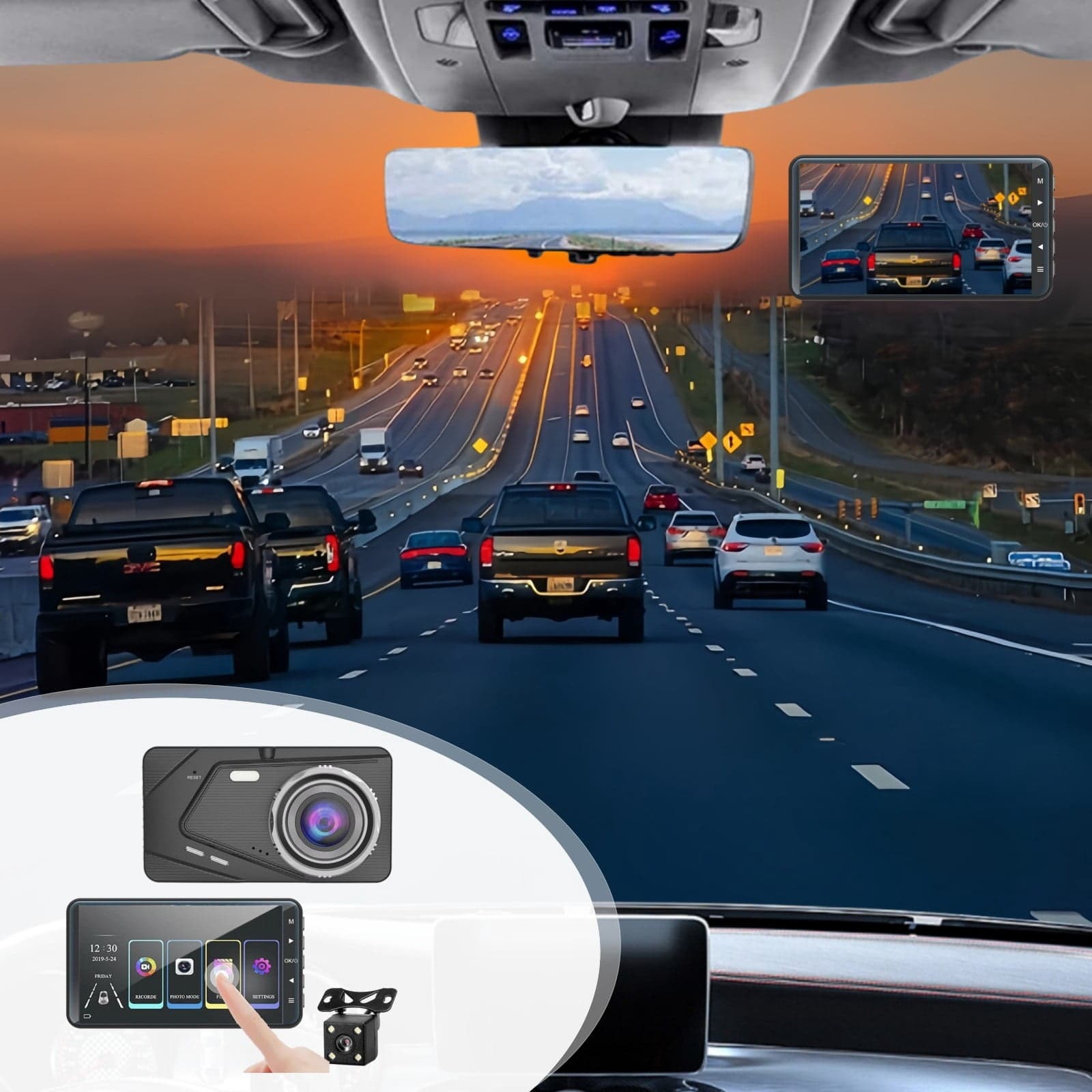 Dash Cam Front and Rear Dash Camera for Cars Night Vision Dash Cam Front and Rear 4 Inch Ips Screen 1080P Fhd Dvr Car Camera with Parking Monitor Loop Recording Motion Detection Dash Camera for Cars
