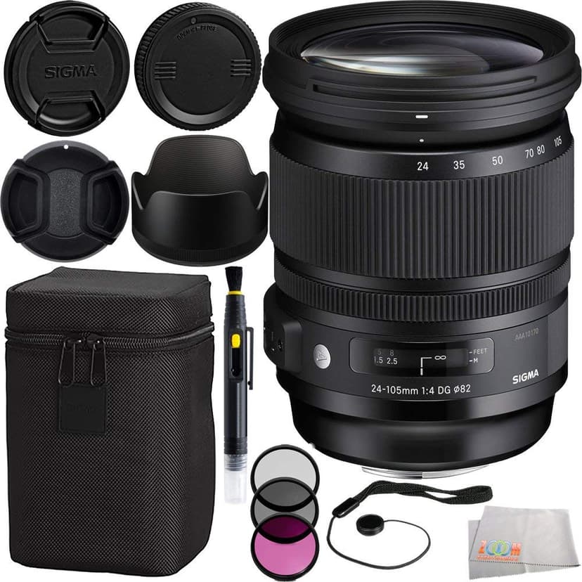 Sigma 24-105mm F/4 DG OS HSM Art Lens for Nikon Bundle Includes Manufacturer Accessories + 7PC Essentials Accessory Kit