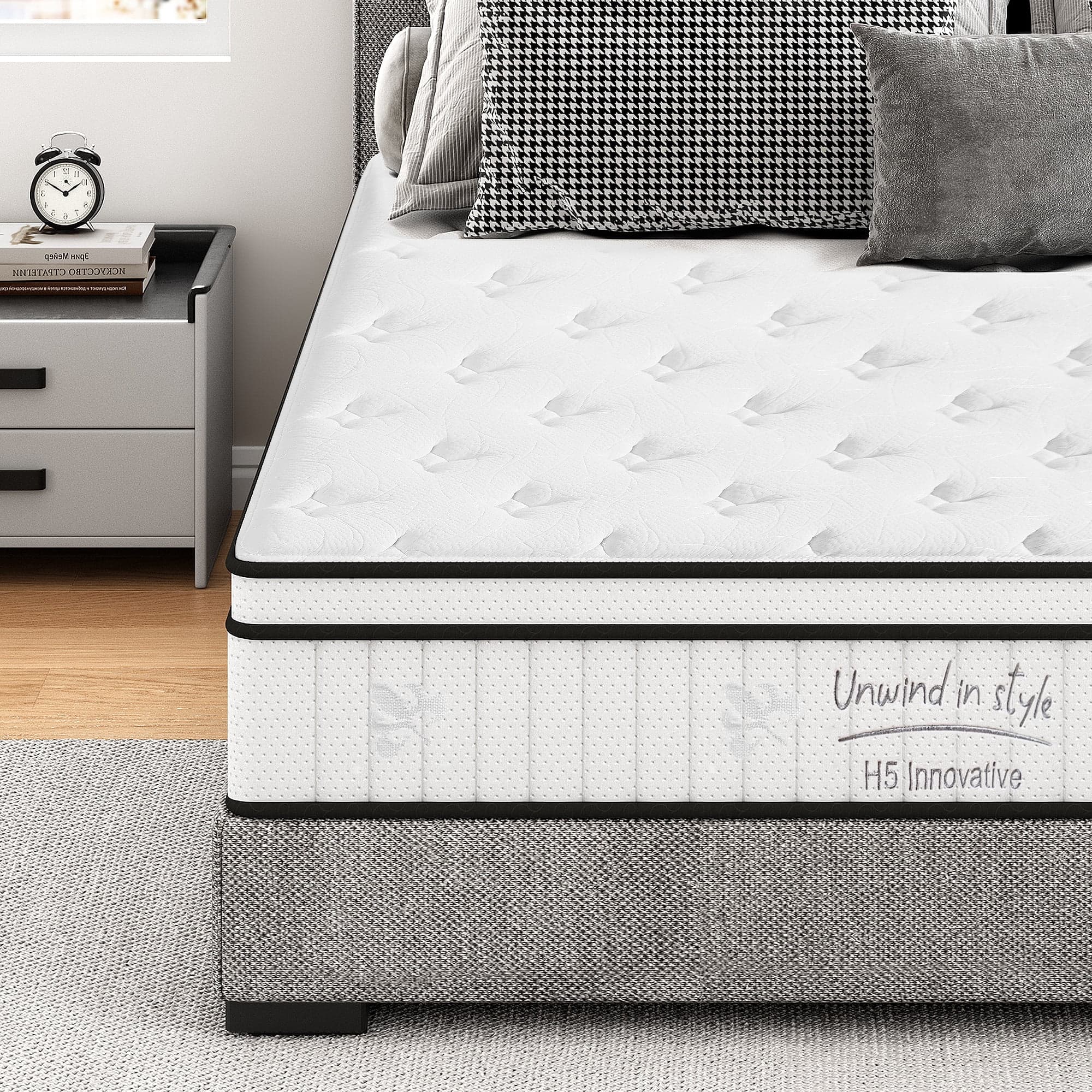 Full Mattress 12 Inch, Memory Foam Mattress with Pocket Spring, Soft & Comfortable Medium Firm,White