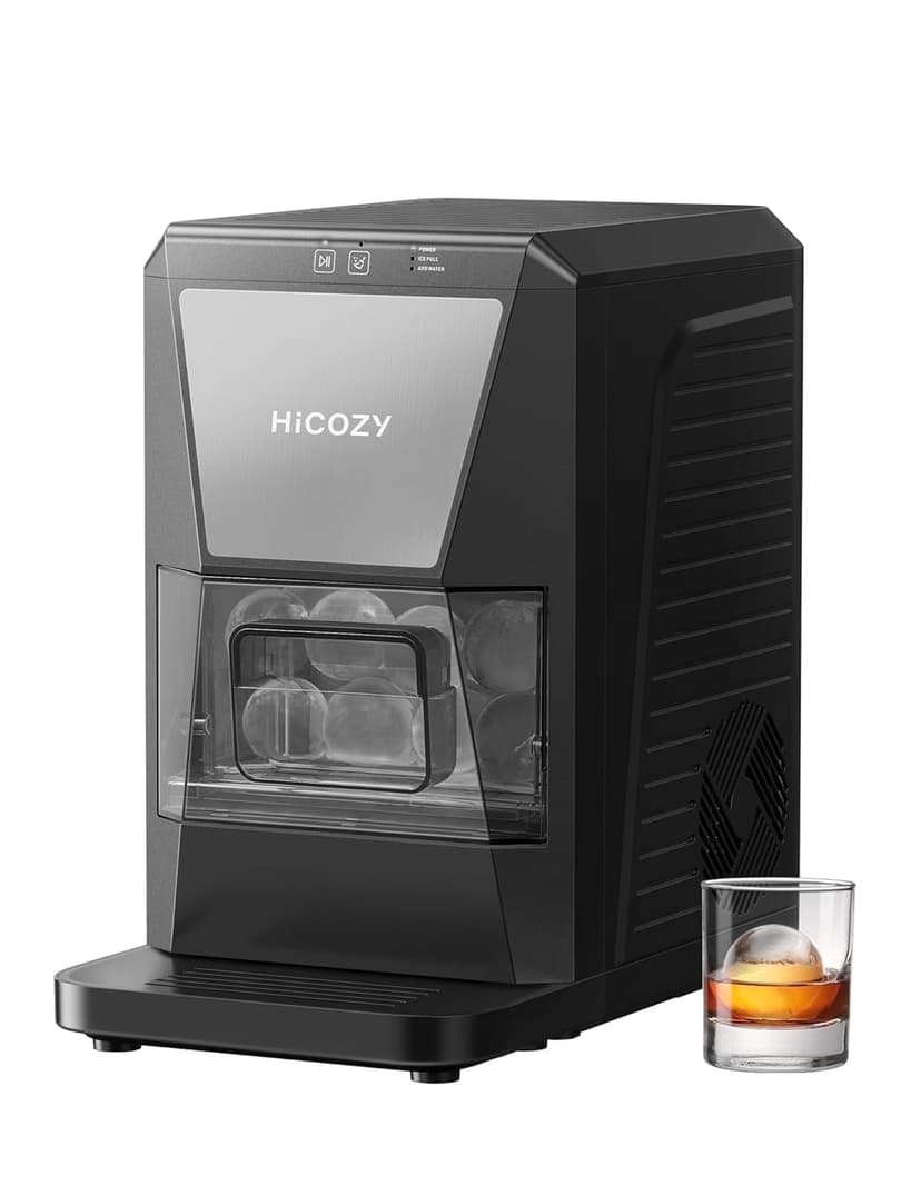 HiCOZY Ice Maker Clear Ice Ball Maker Countertop, Sphere Ice Maker with IcyGem Technology, 2 Ice Balls in 60Mins, 40 pcs/Day, Self-Cleaning Ice Machine with Ice Tong for Cocktails, Whiskey & Bourbon