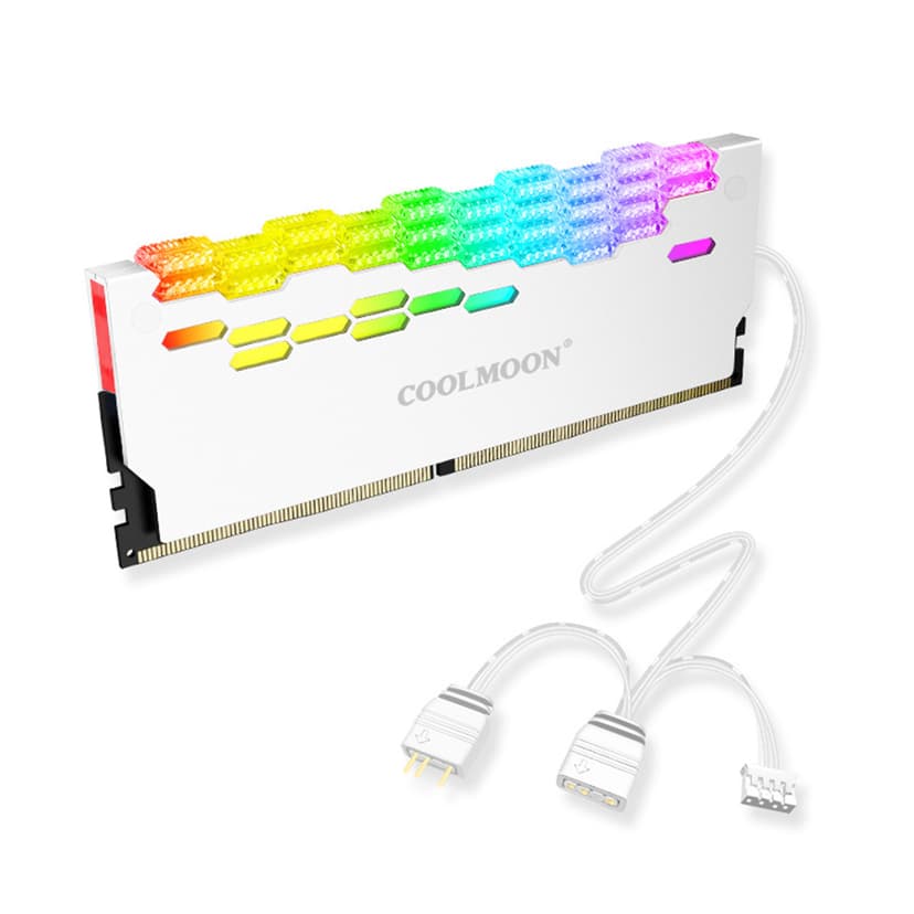 Transemion Memory Radiator RGB RAM Heatsink Multi-interface Portable Aluminum Alloy Easy to Install for High Short Computer Accessory White