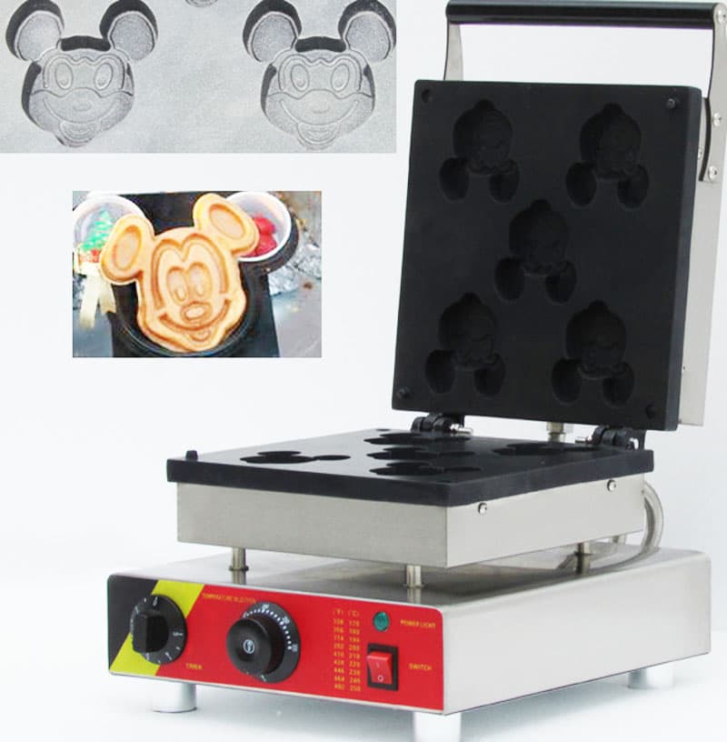 INTBUYING Commercial Cartoon Waffle Maker Electric Snack Baking Iron Waffle Machine 110V