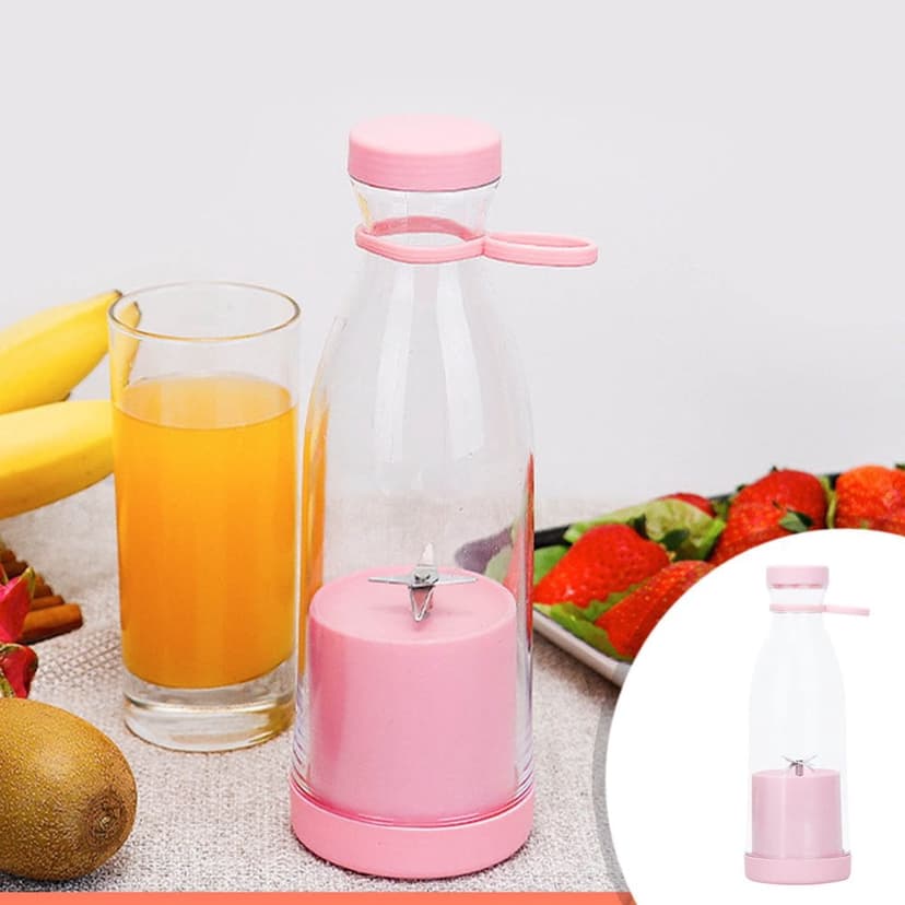 Estbridge Mini Juicer Cup 6 Blades Electric Portable Blender Bottle for Kitchen Travel Summer Supplies Personal Blender for Smoothies Shakes and Juice 200ml USB Rechargeable 1PC Pi