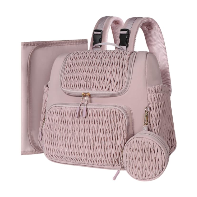 Tachiuwa Diaper Bag Versatile Sturdy Portable Large Capacity for Dad Mom Outdoor Pink