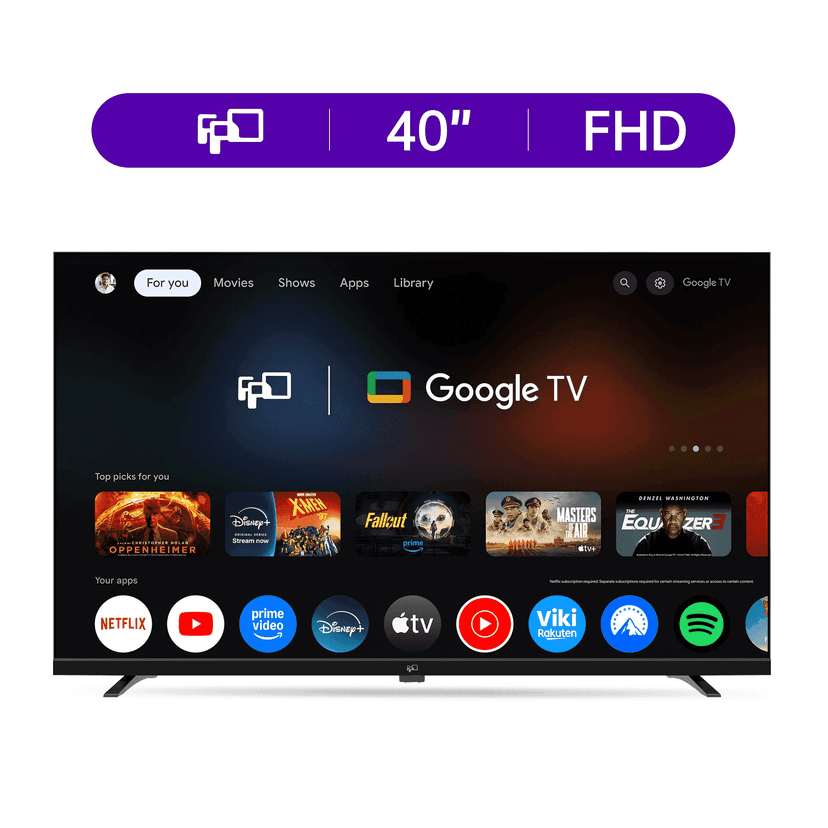 FPD 40-inch Smart TV, 1080P FHD Google TV with Google Play Built-in Google Cast , Dolby Audio, HDR 10, Flat Television with Google Assistant Voice Remote