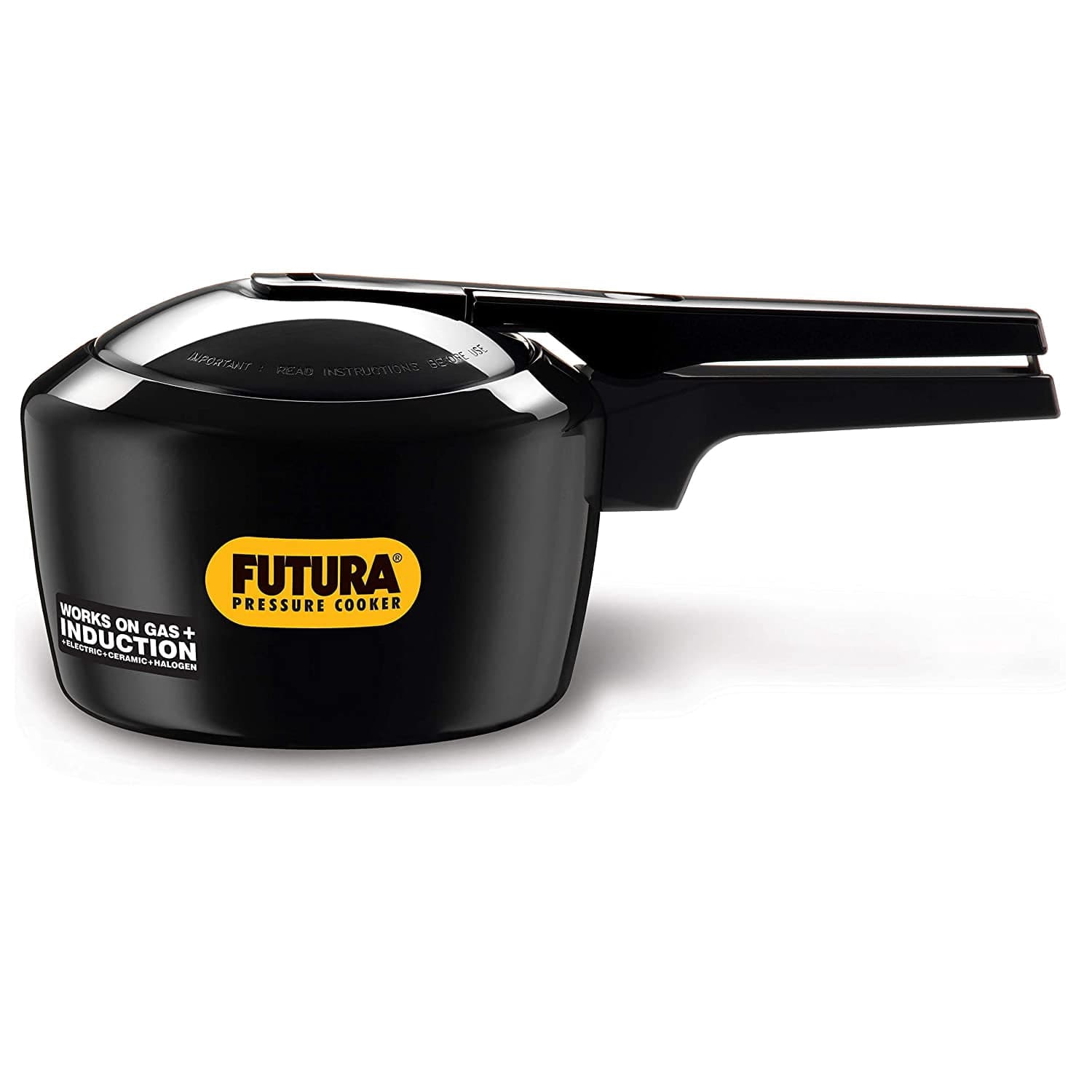 Futura Hard Anodised Inner Lid Pressure Cooker 2 Liters | Induction Cooker, Small Cooker, Black (IFP20) - For 2 Or 3 Persons