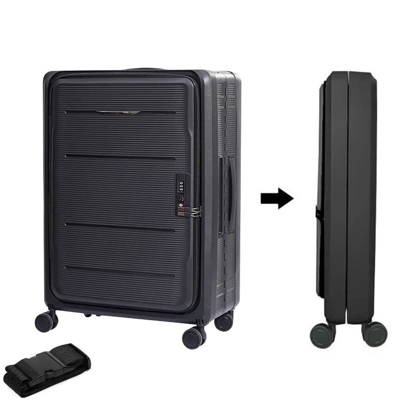 axGear Collapsible Compact Luggage 24 Inch Suitcase Travel Light Foldable - Black
