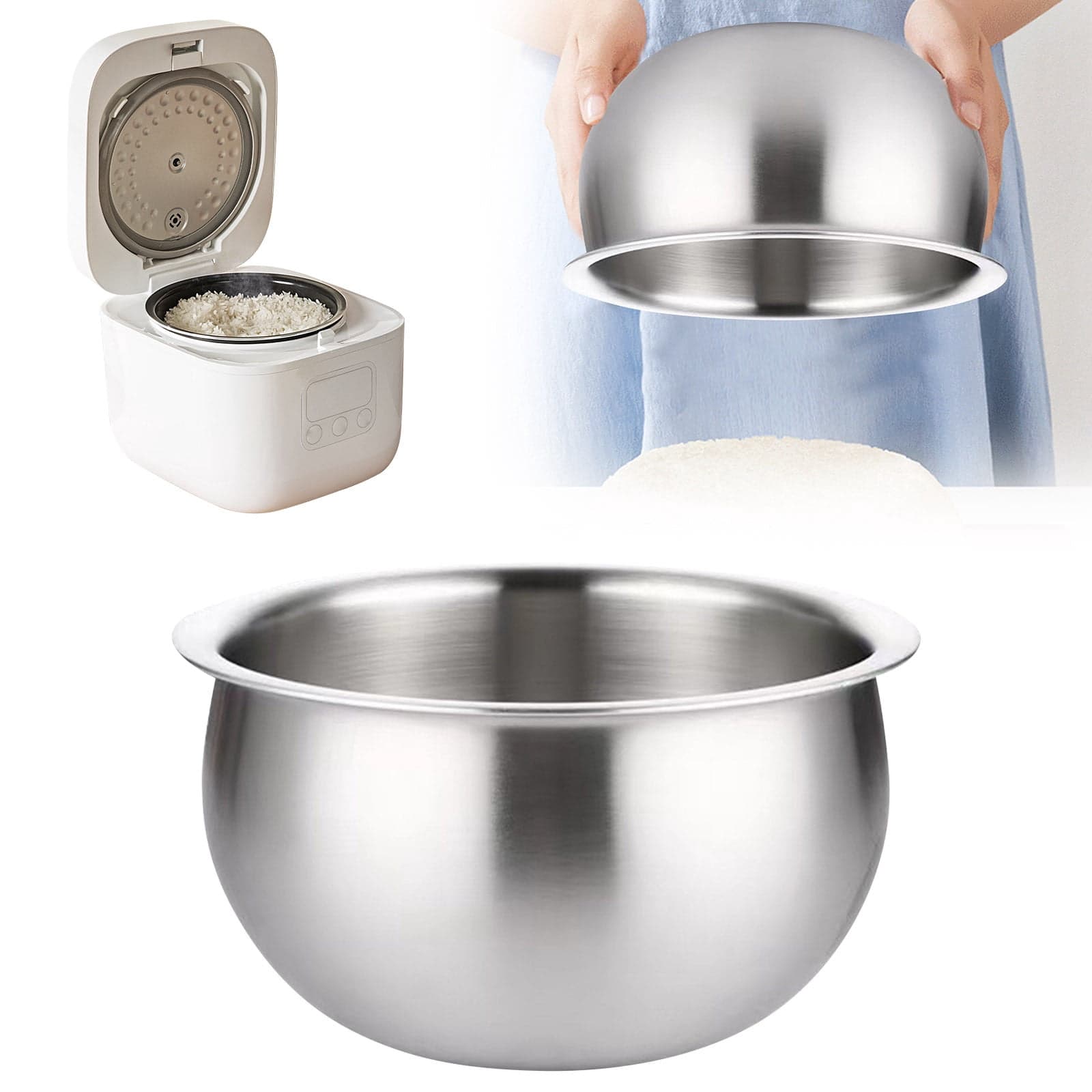 Stainless Steel Rice Cooker Inner Pot for Cooker Durable Bakeware Ideal for Cooking Rice and More in Kitchen